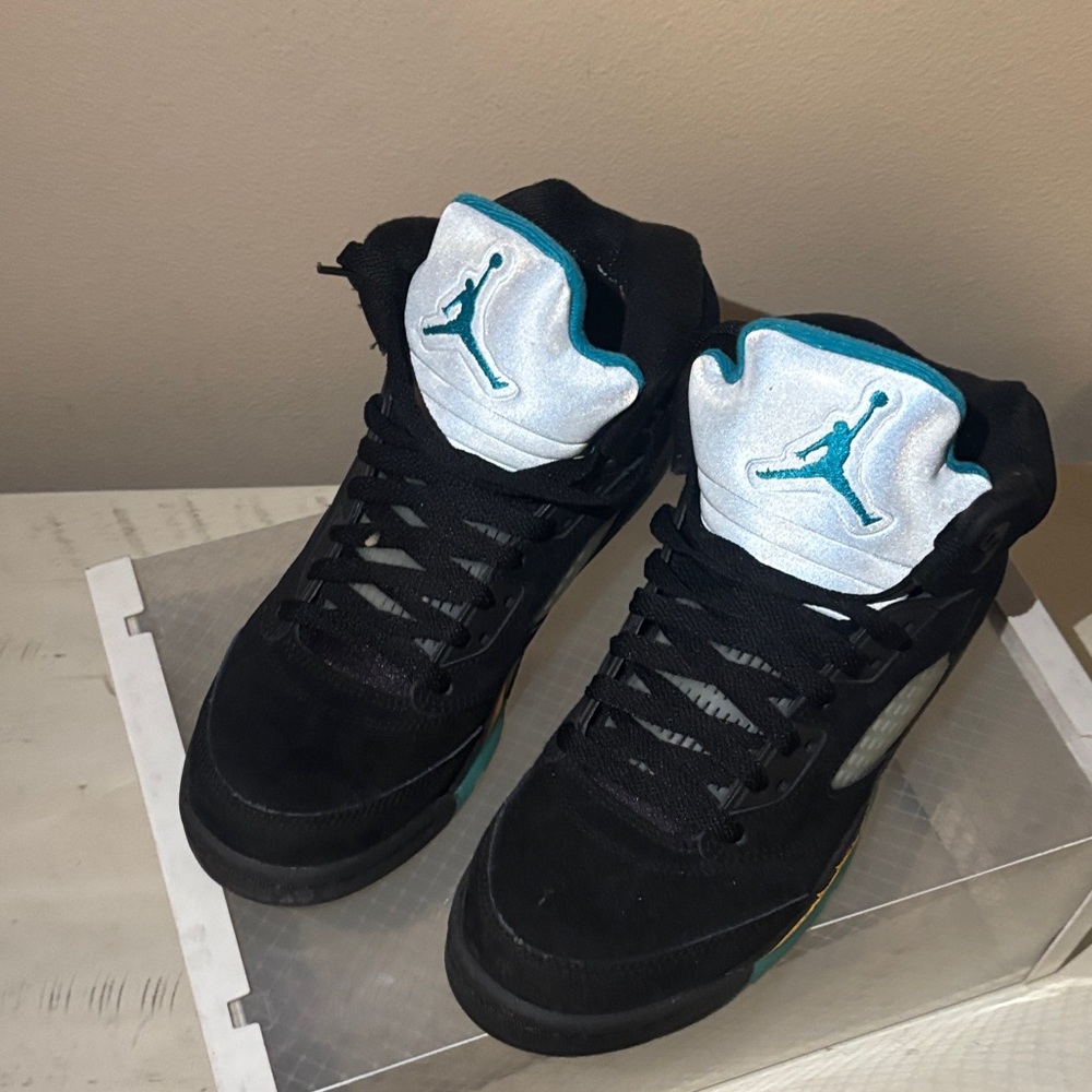 Jordan Kids Black with Teal & White Jumpman Sneakers